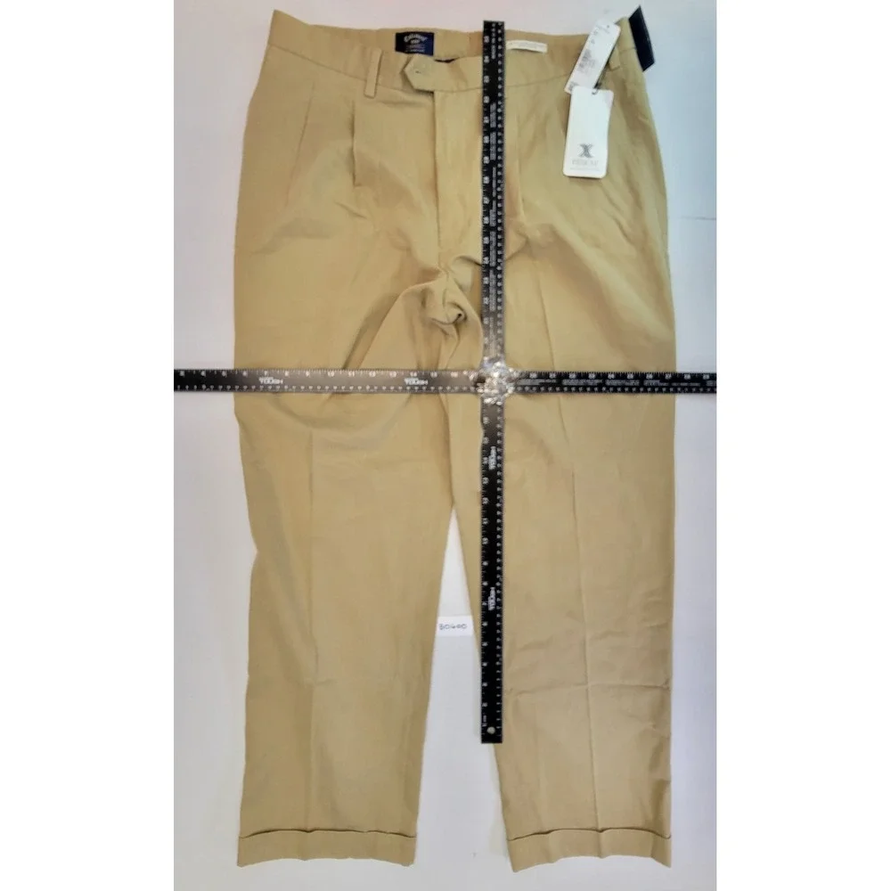 Callaway‎ Golf Apparel Mens Khaki Flat Front Pleated Chino Pants 38W x 30L NWT